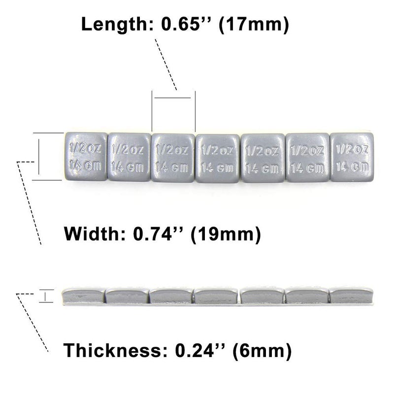 CKAuto 1/2 أونصة، 0.5 أونصة، رمادي، أوزان عجلات لاصقة، 63 أونصة/ 4 رطل/ صندوق، جودة OE، (126 قطعة) - Image 4